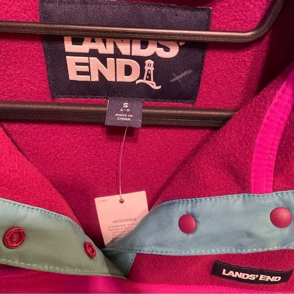 NWT Lands End Color Block Heritage Fleece Snap Neck Pullover - Picture 7 of 11